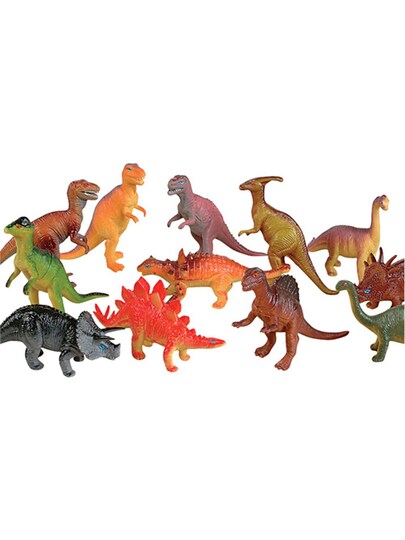 Rhode Island Novelty; Lot 12 Assorted 8" Jurassic Prehistoric Dinosaur PVC Figurines Decorations; Category:Halloween Decorations; Image:1